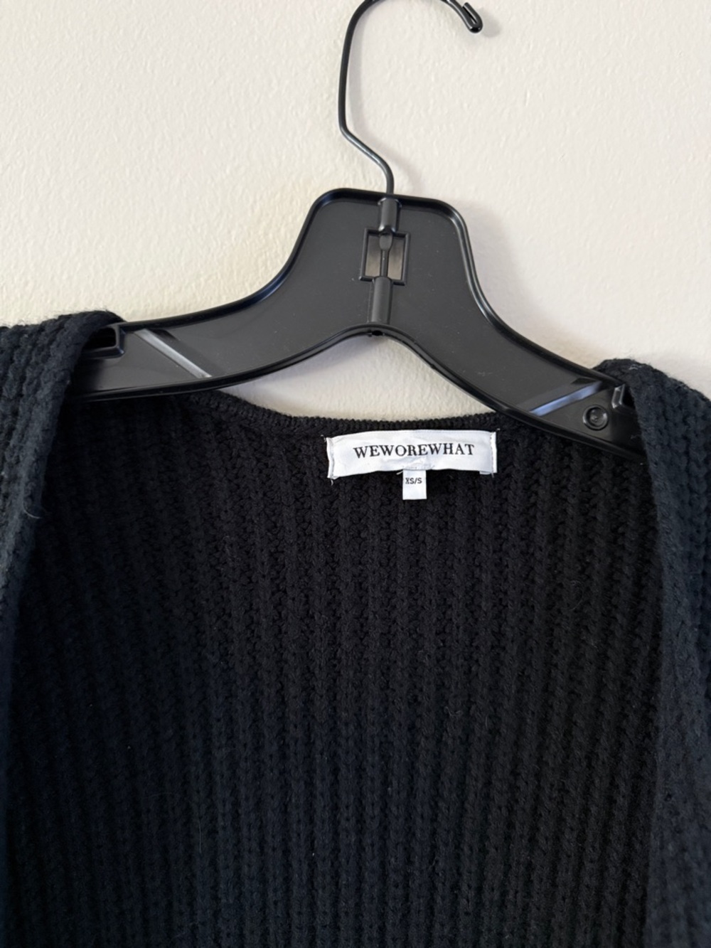 WeWoreWhat Black Open-Front Ribbed duster cardigan - Picture 4 of 5